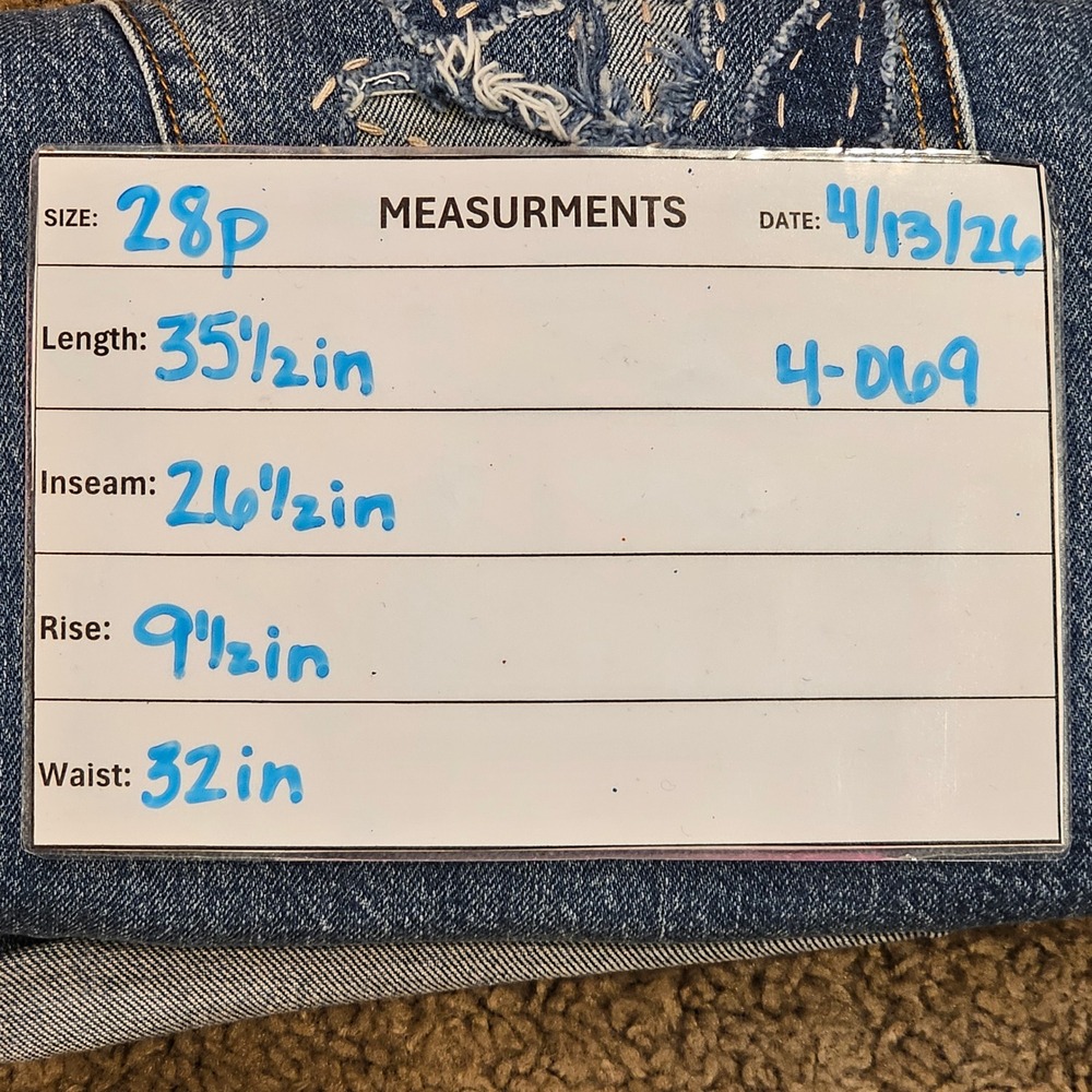 Pilcro Anthropologie Slim Boyfriend Embroidered Patchwork Jeans 28 Petite Boho - Picture 12 of 12